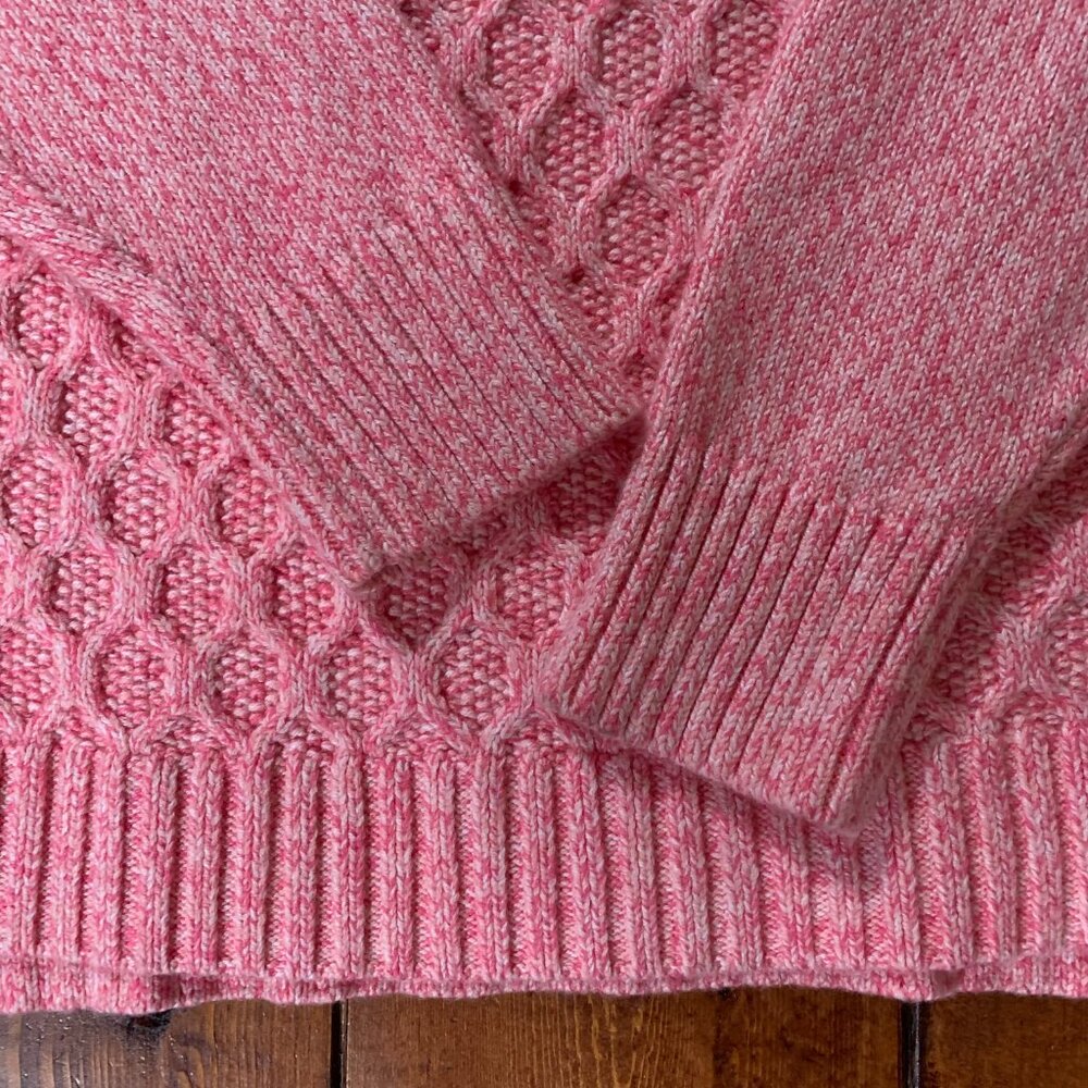 Talbots Honeycomb Cable Knit Women's Medium Pink Mock Neck Pullover Sweater EUC - Picture 7 of 15